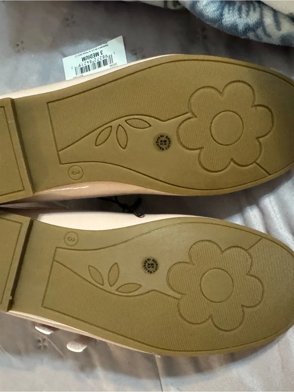 Girl’s Cream Double-Strap Mary Jane Flats